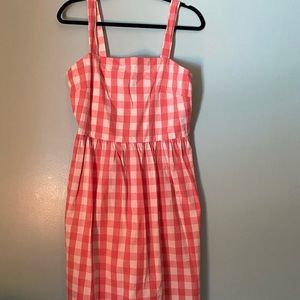 J. Crew Factory Pink Gingham Midi Dress